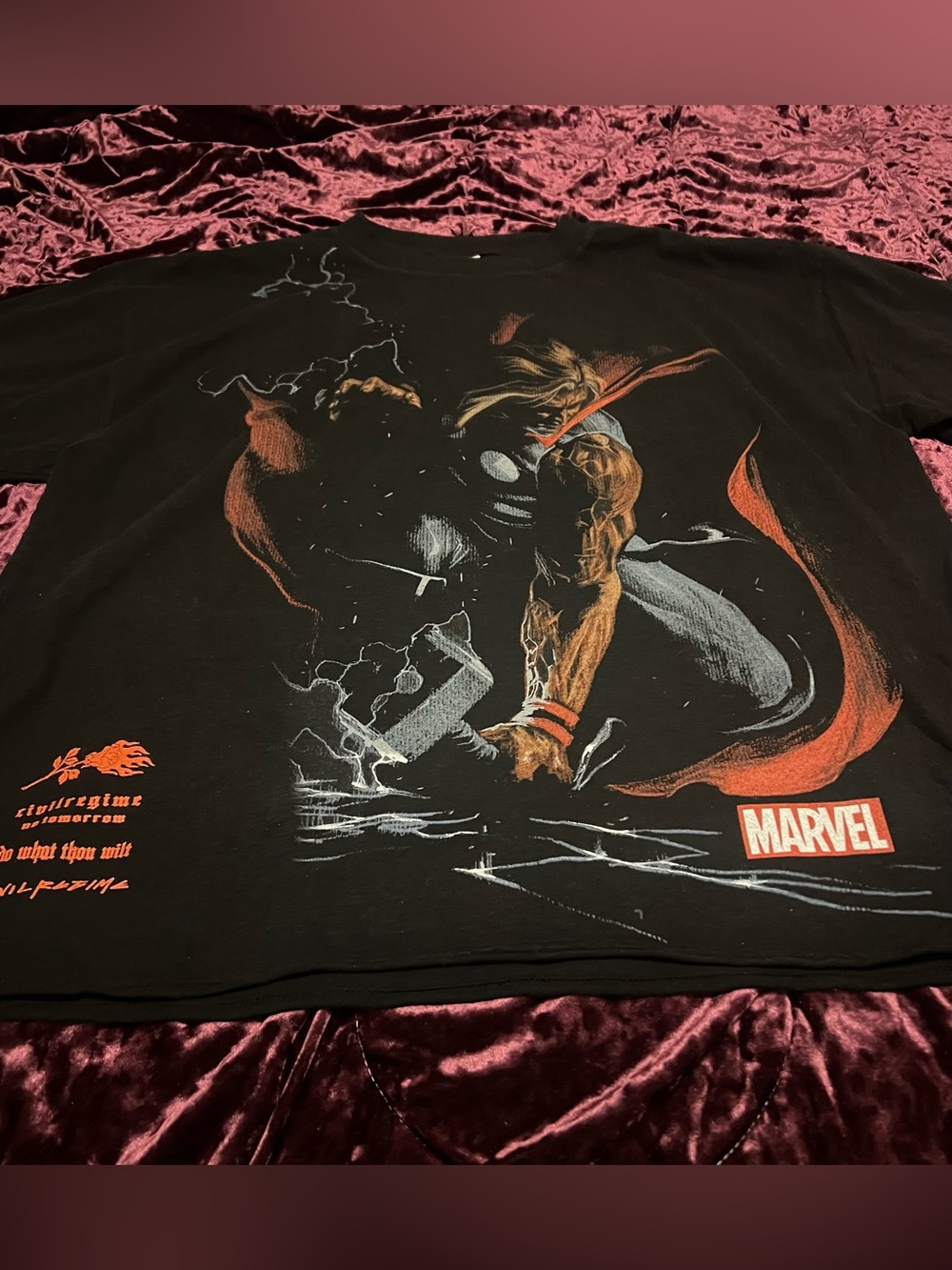 Civil Regime x Marvel Thor God of Thunder Raw Hem Dungeon T-shirt Men OS Small - Picture 2 of 7